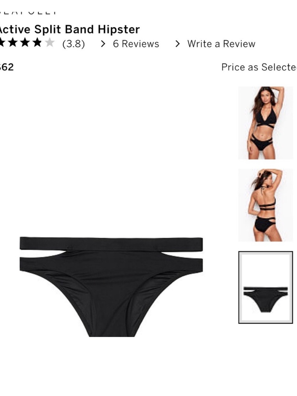 Seafolly NWOT Active Split Band Hipster US SZ 2 cut out SZ 6 Australia